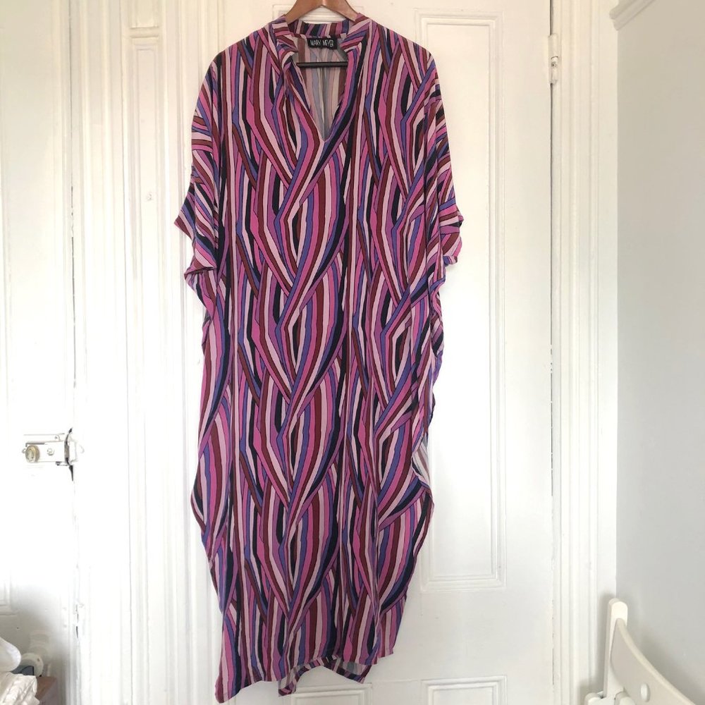 Mary Meyer Retro Printed 100% Silk Maxi Kaftan